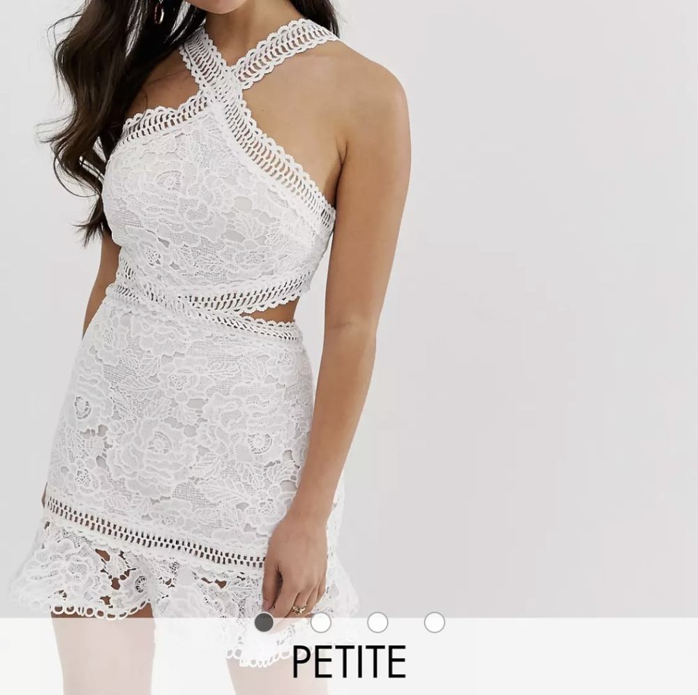 BNWOT missguided white cut out lace dress small petite